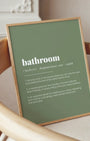 Definition Poster of Bathroom on Sage Green background