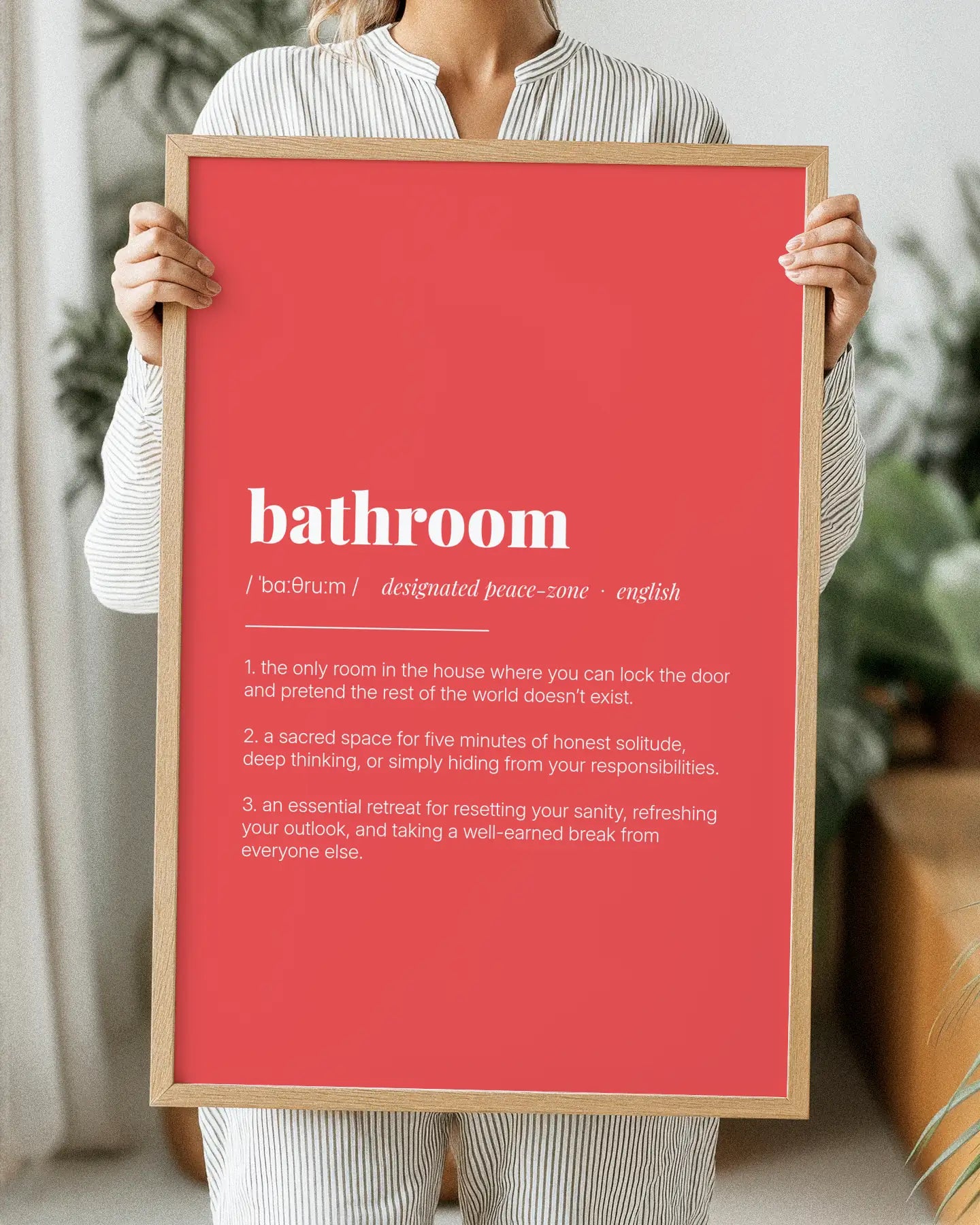 Definition Poster of Bathroom on Strawberry background