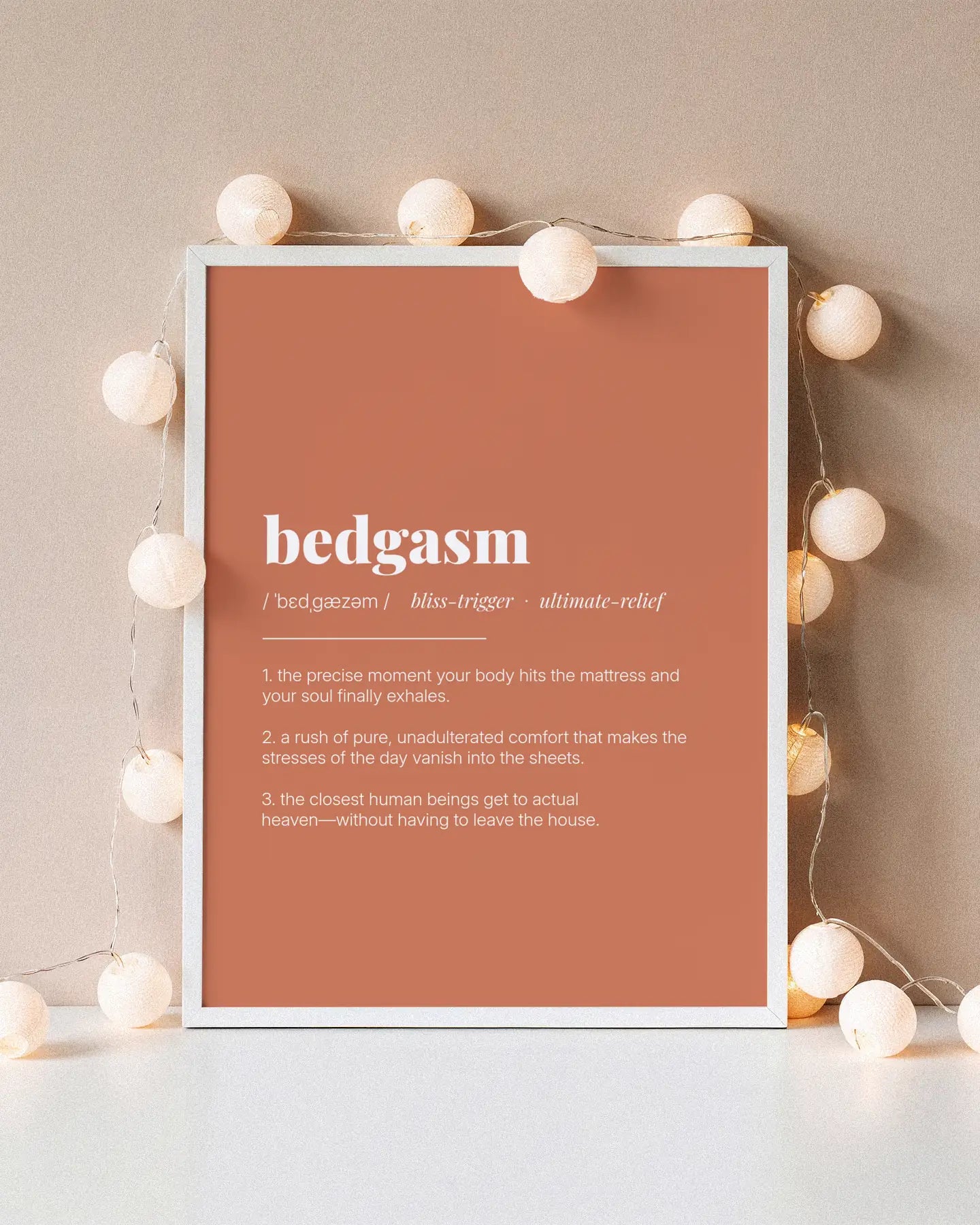 Definition Poster of Bedgasm on Terracotta background