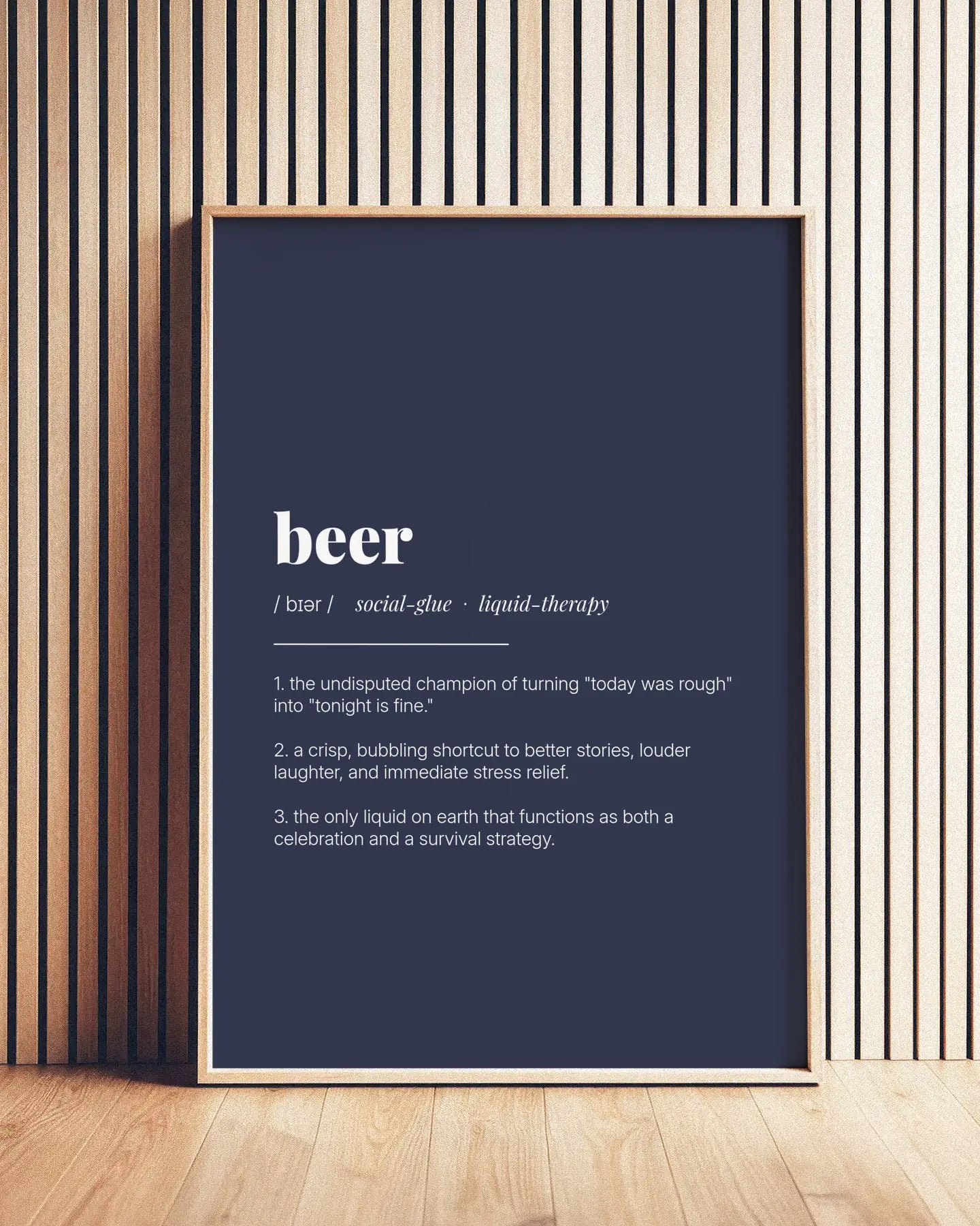 Definition Poster of Beer on Deep Navy background