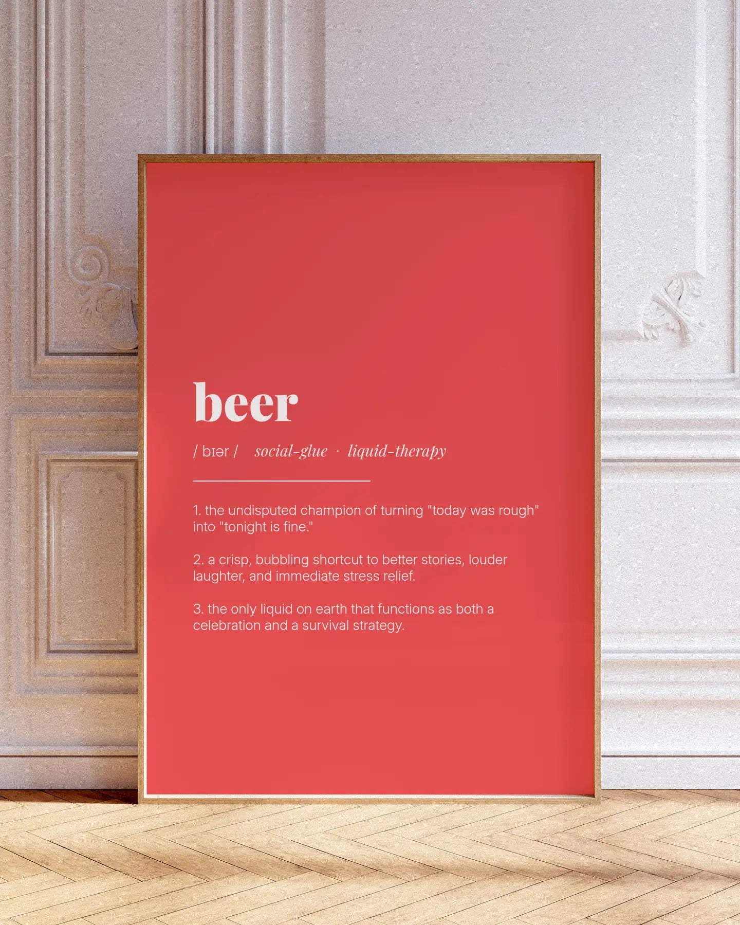 Definition Poster of Beer on Strawberry background