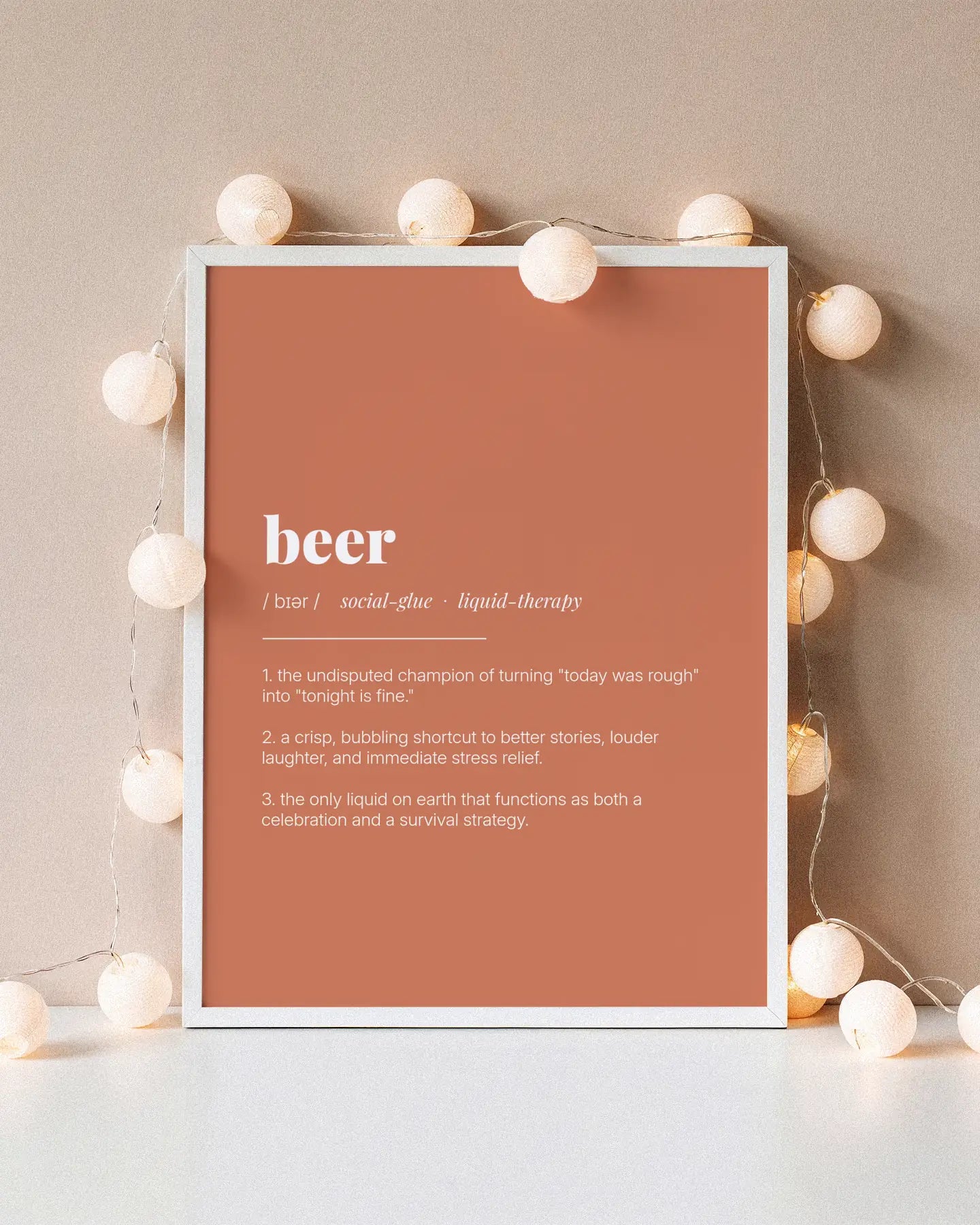 Definition Poster of Beer on Terracotta background