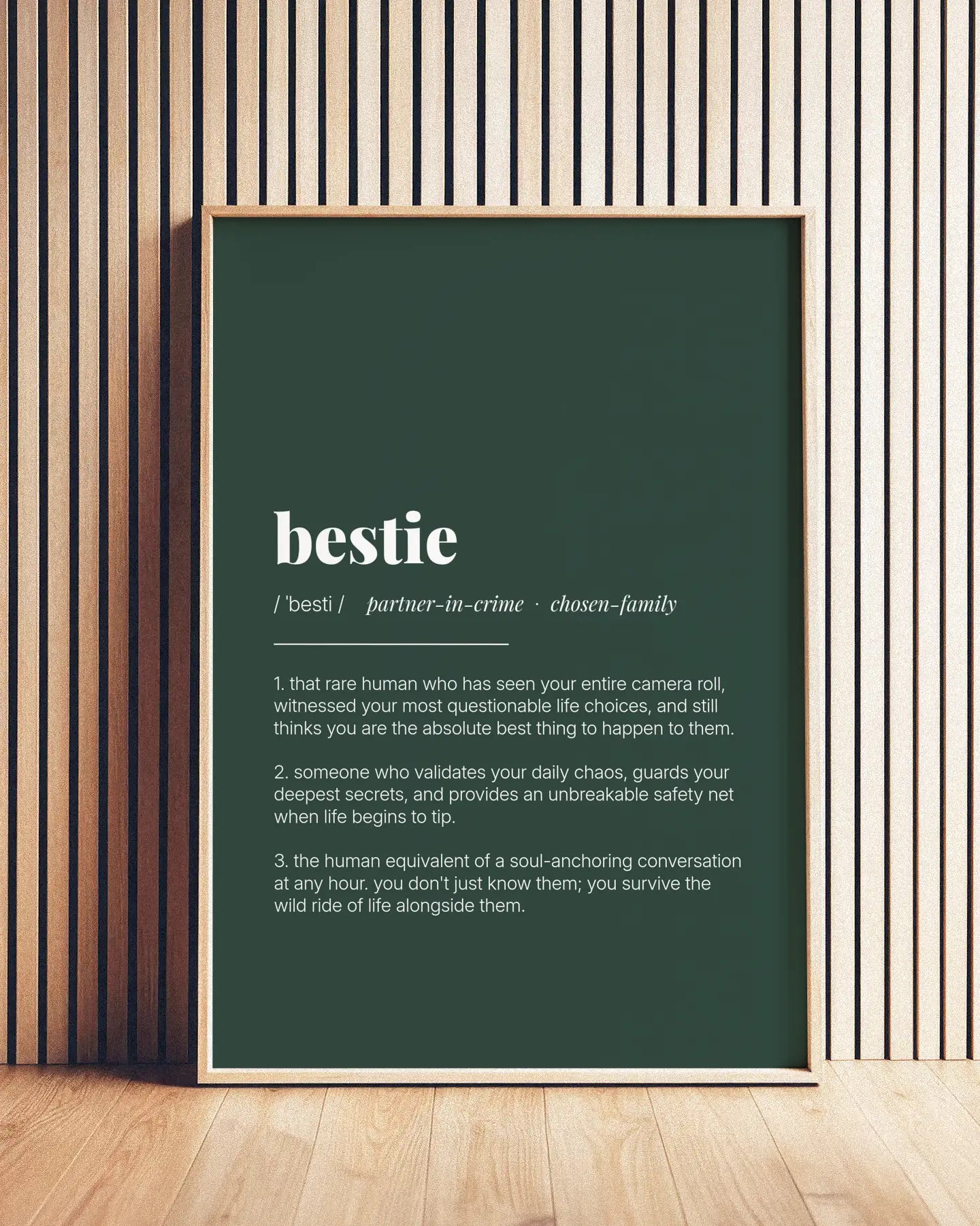 Definition Poster of Bestie on Emerald background