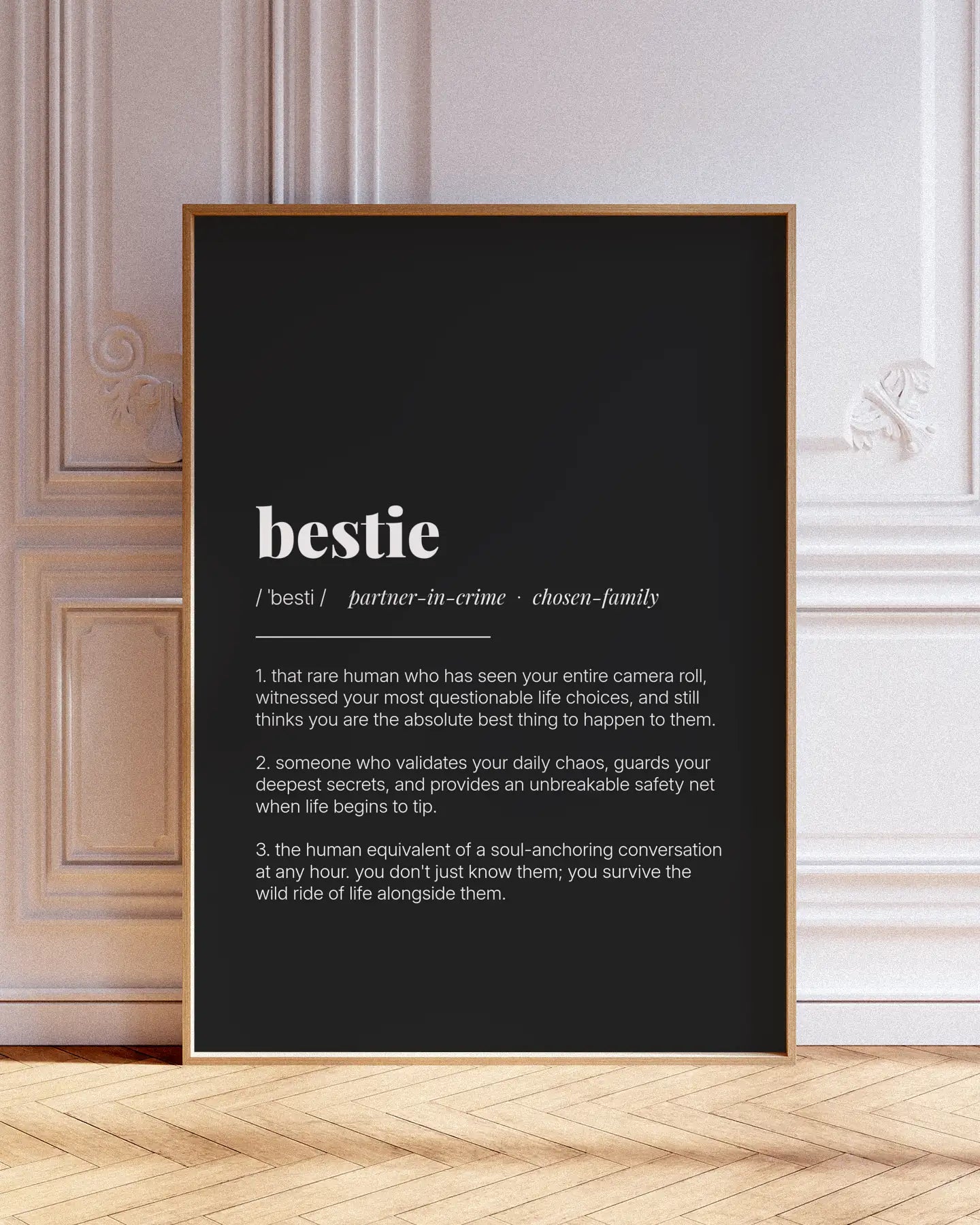 Definition Poster of Bestie on Midnight Ink background