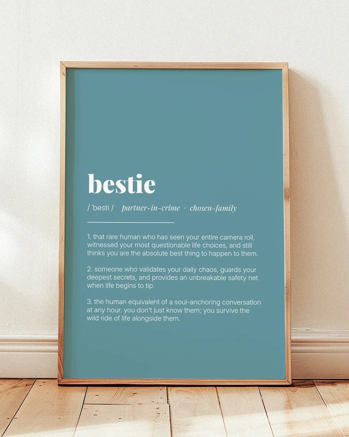 Definition Poster of Bestie on Sea Glass background