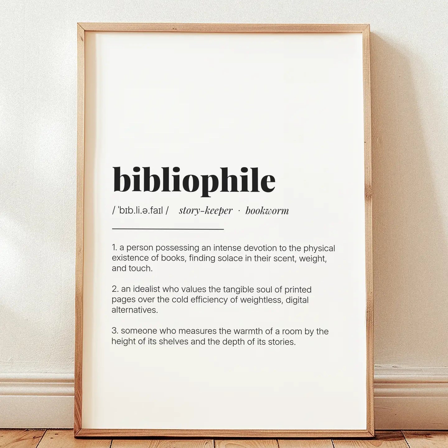 Definition Poster of Bibliophile on Gallery White background
