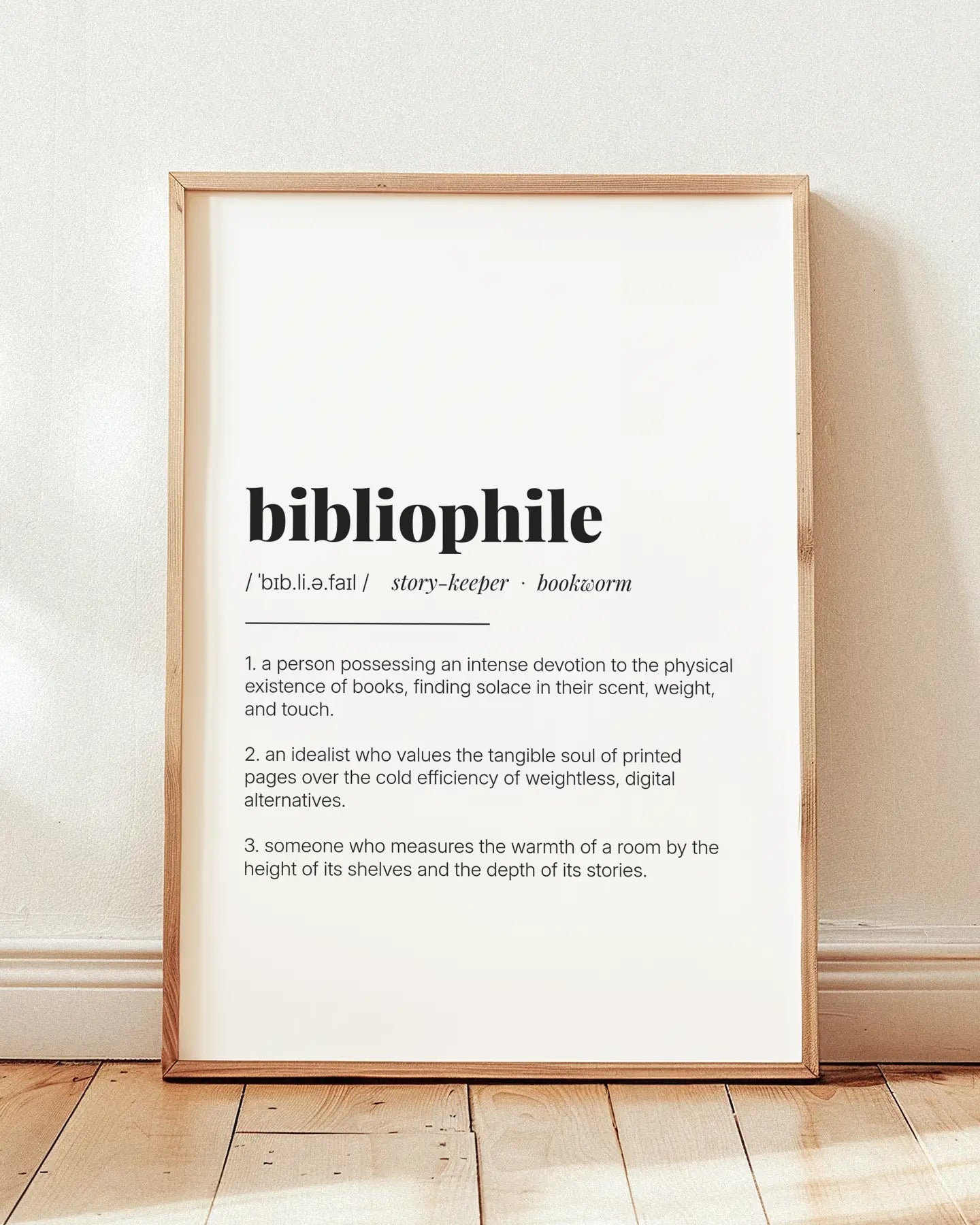 Definition Poster of Bibliophile on Gallery White background