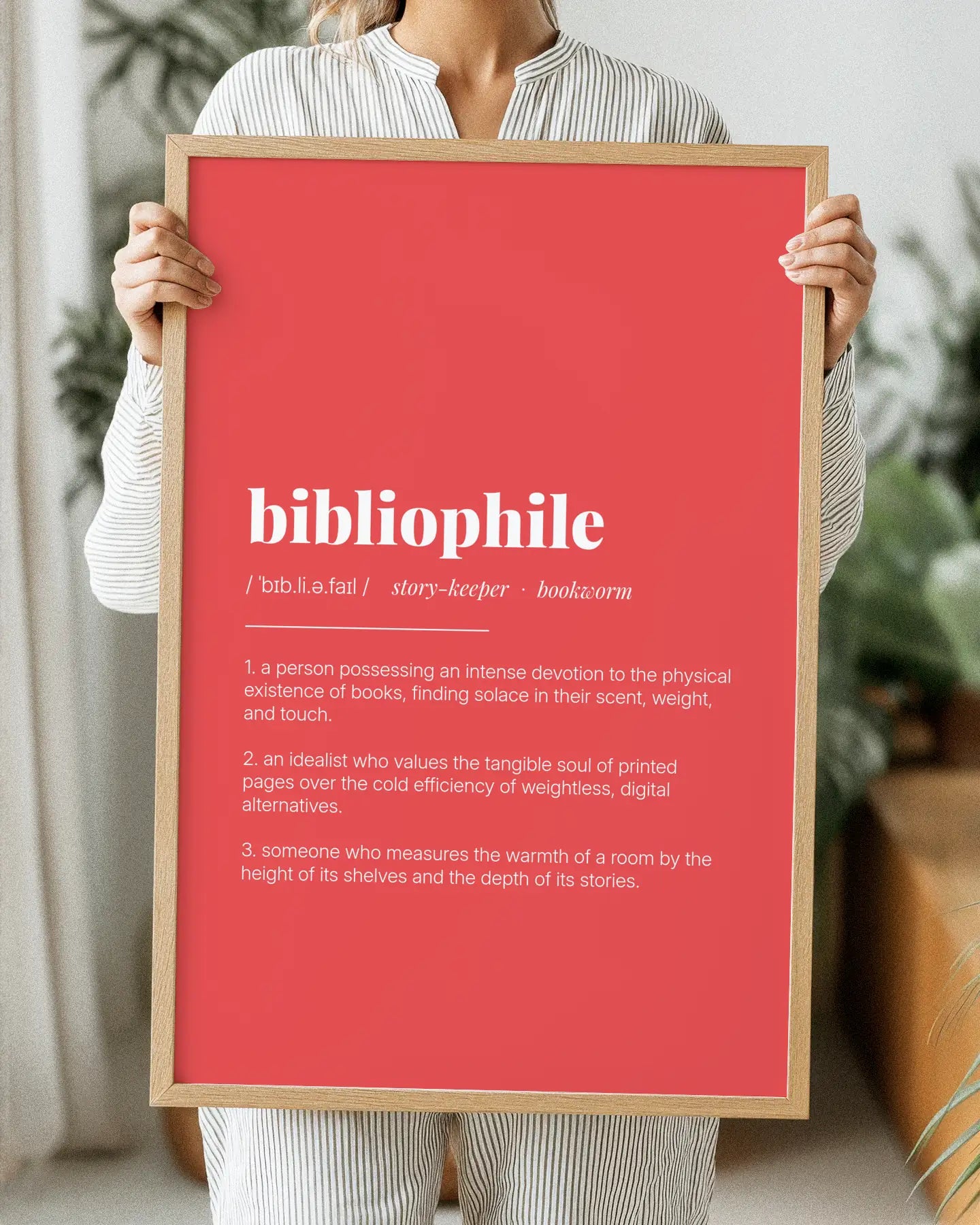 Definition Poster of Bibliophile on Strawberry background