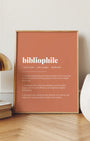 Definition Poster of Bibliophile on Terracotta background