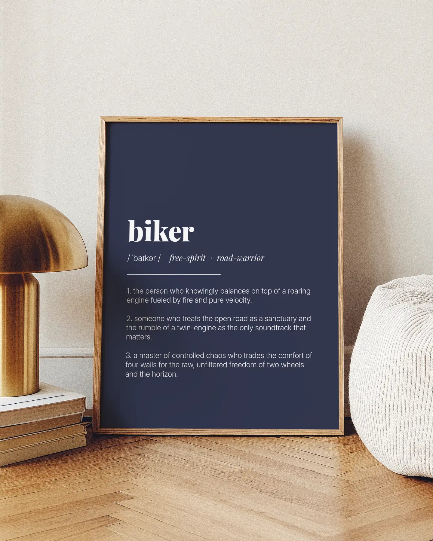 Definition Poster of Biker on Deep Navy background