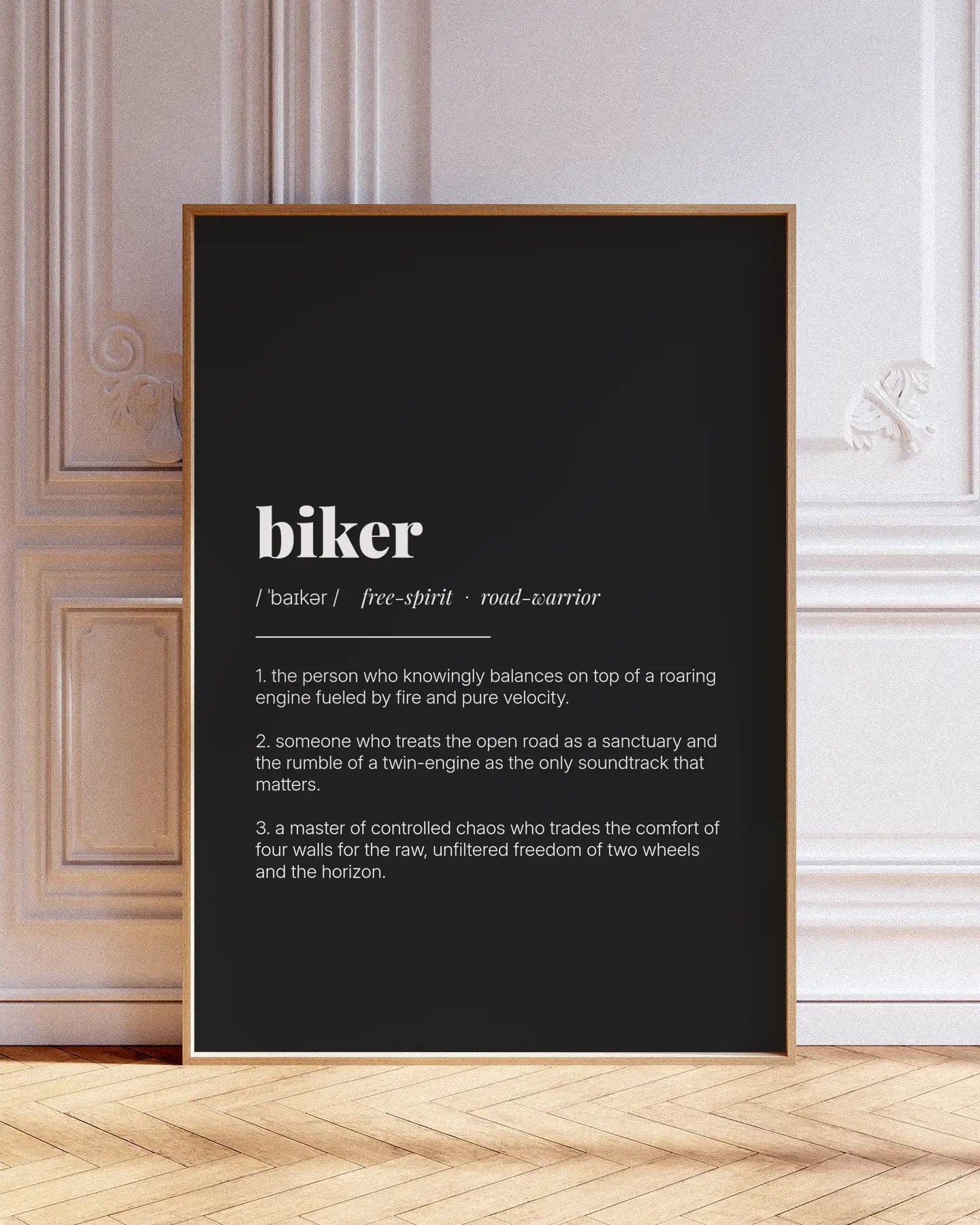 Definition Poster of Biker on Midnight Ink background