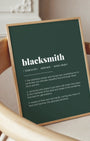 Definition Poster of Blacksmith on Emerald background