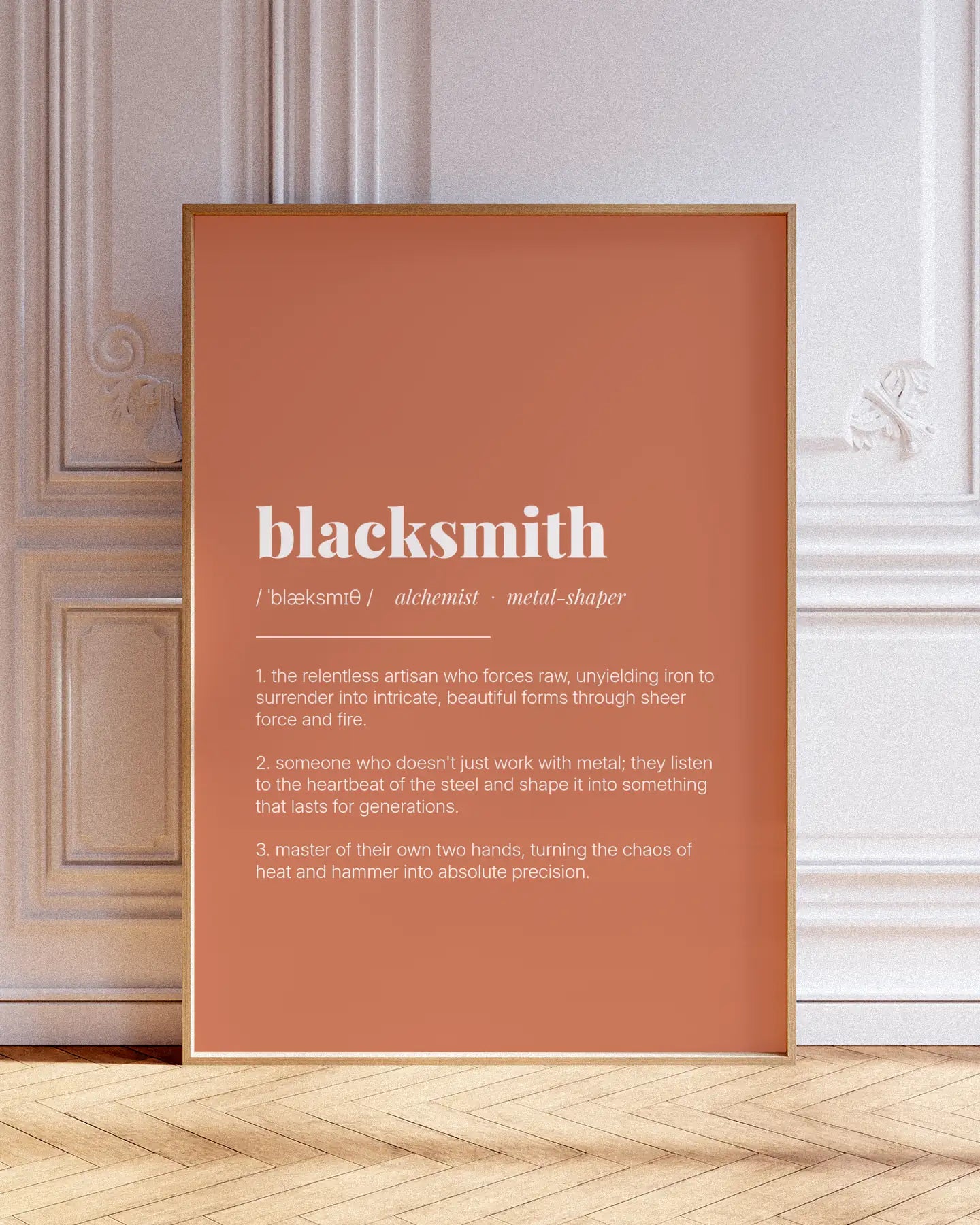 Definition Poster of Blacksmith on Terracotta background
