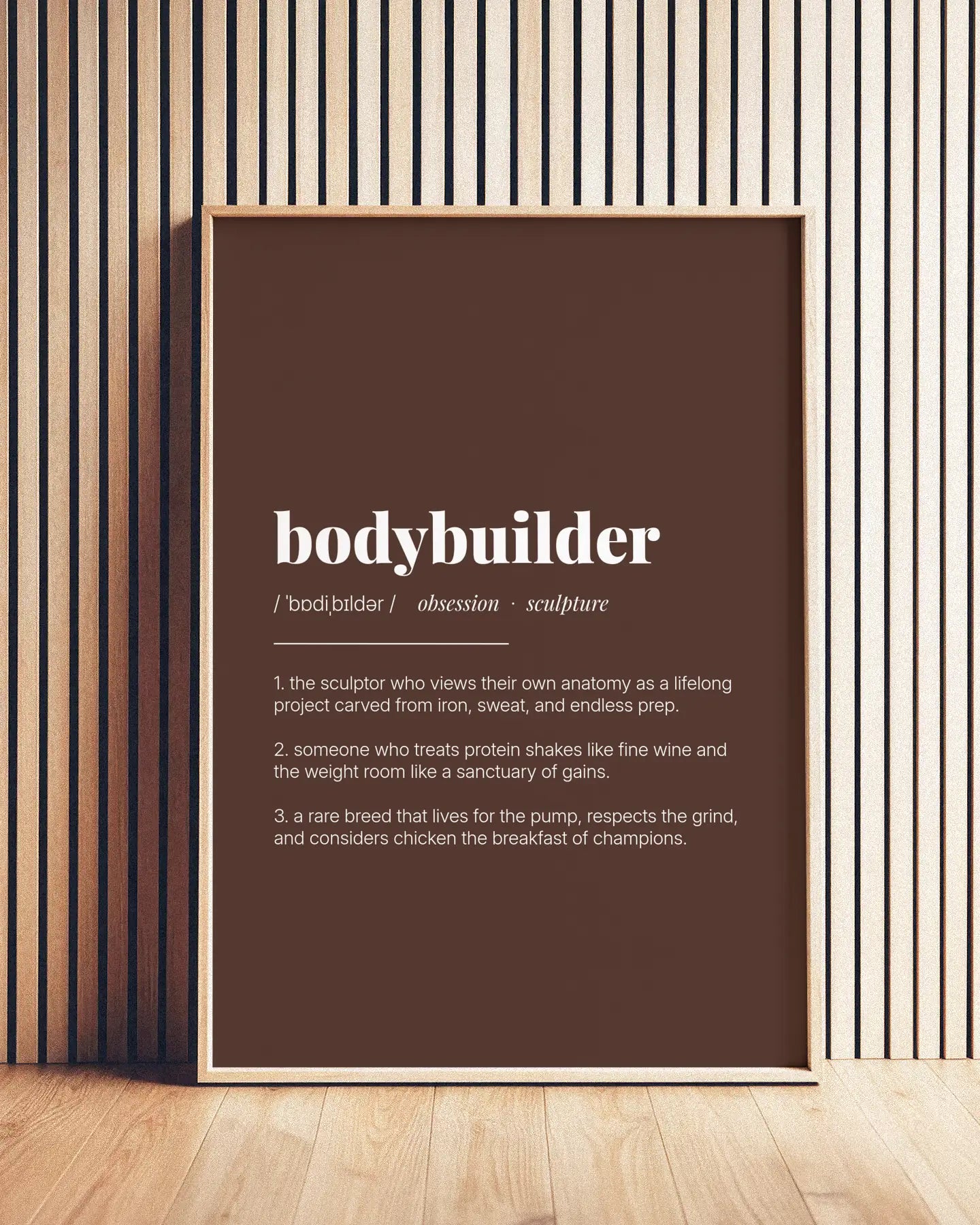 Definition Poster of Bodybuilder on Espresso background