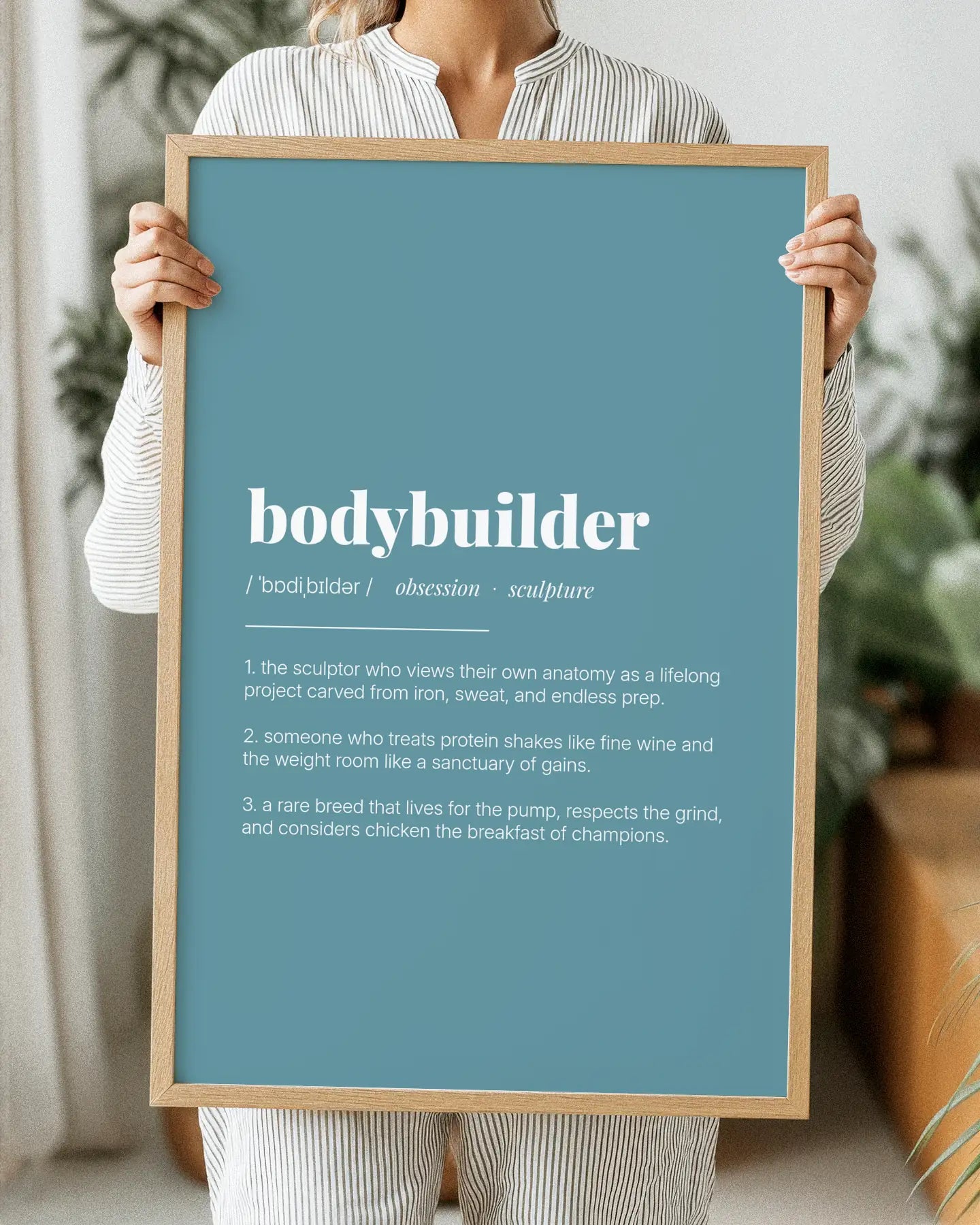 Definition Poster of Bodybuilder on Sea Glass background