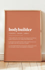 Definition Poster of Bodybuilder on Terracotta background