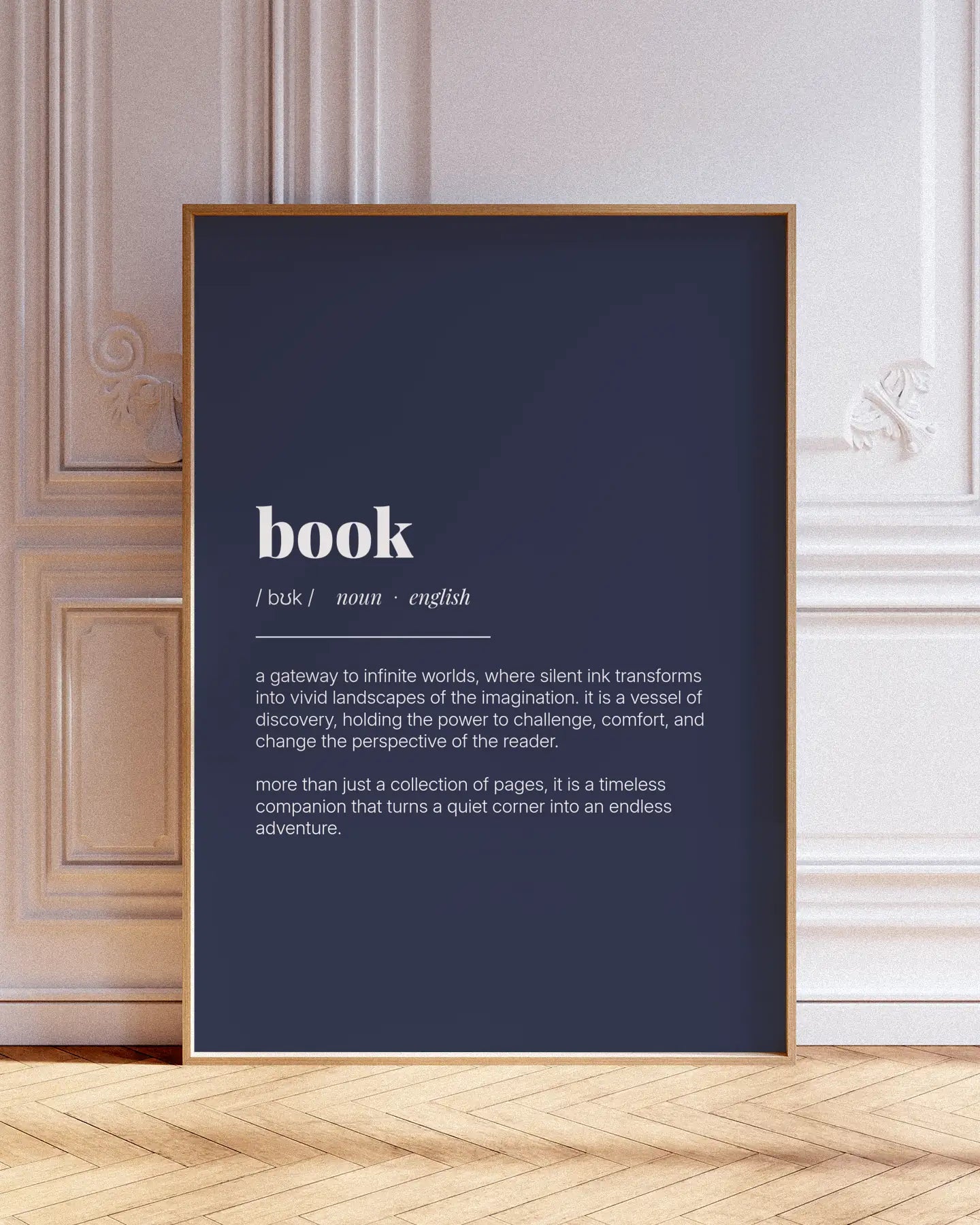 Definition Poster of Book on Deep Navy background