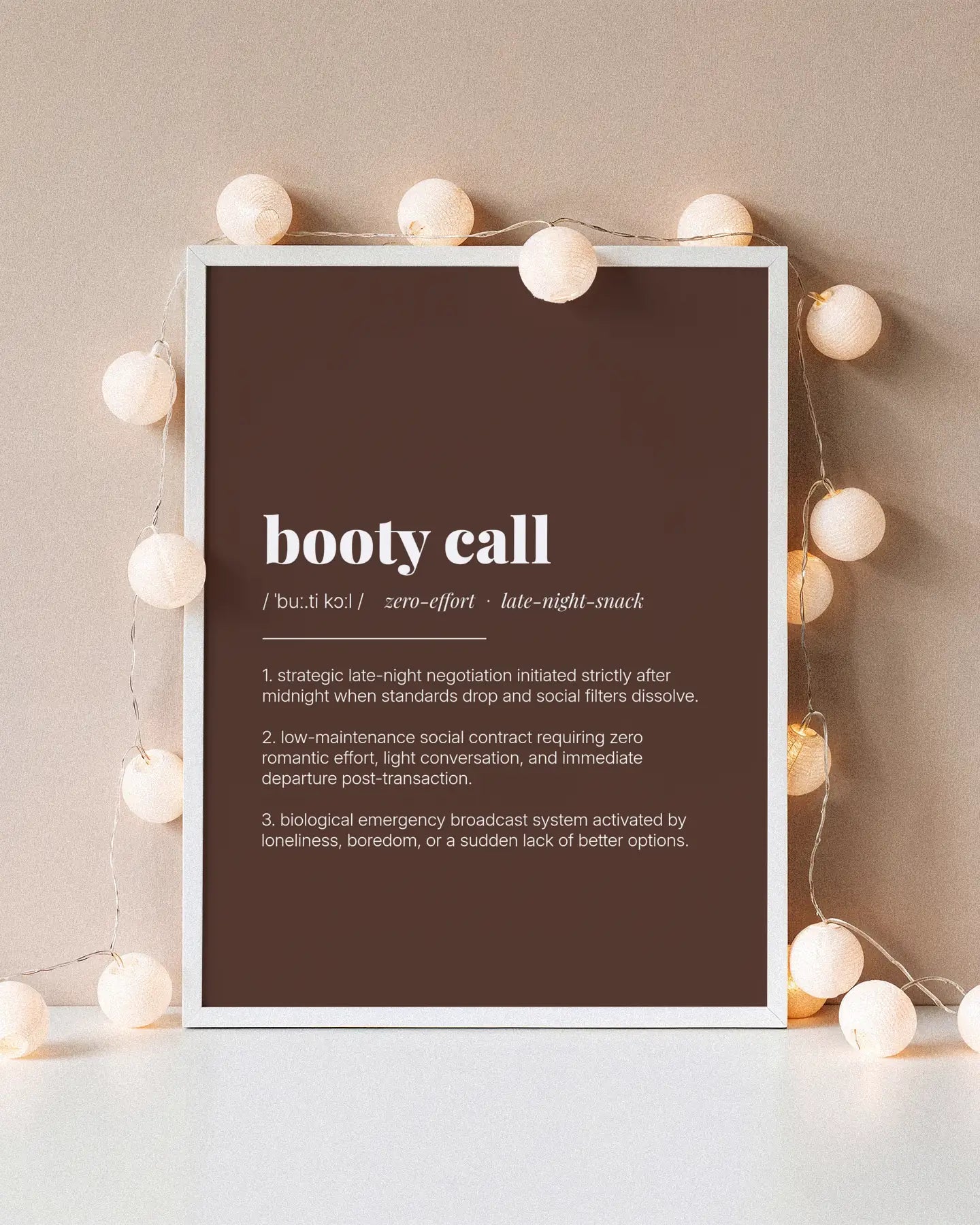 Definition Poster of Booty Call on Espresso background