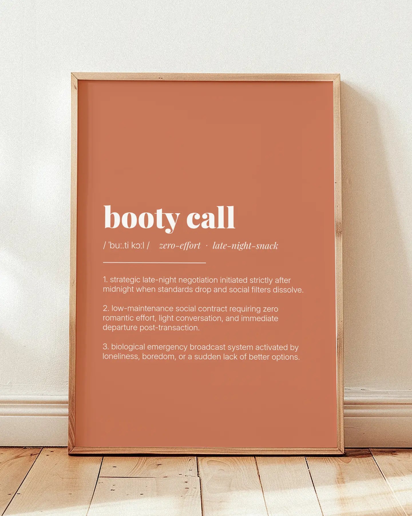 Definition Poster of Booty Call on Terracotta background
