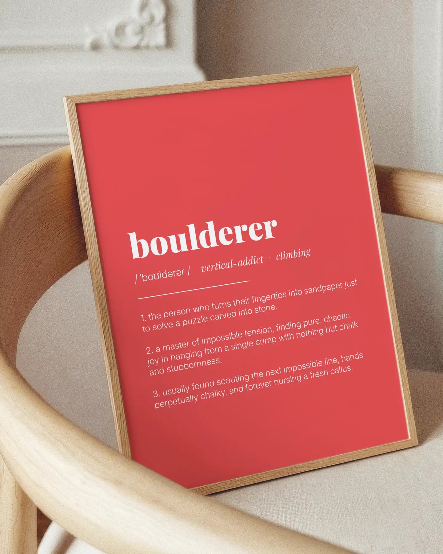 Definition Poster of Boulderer on Strawberry background