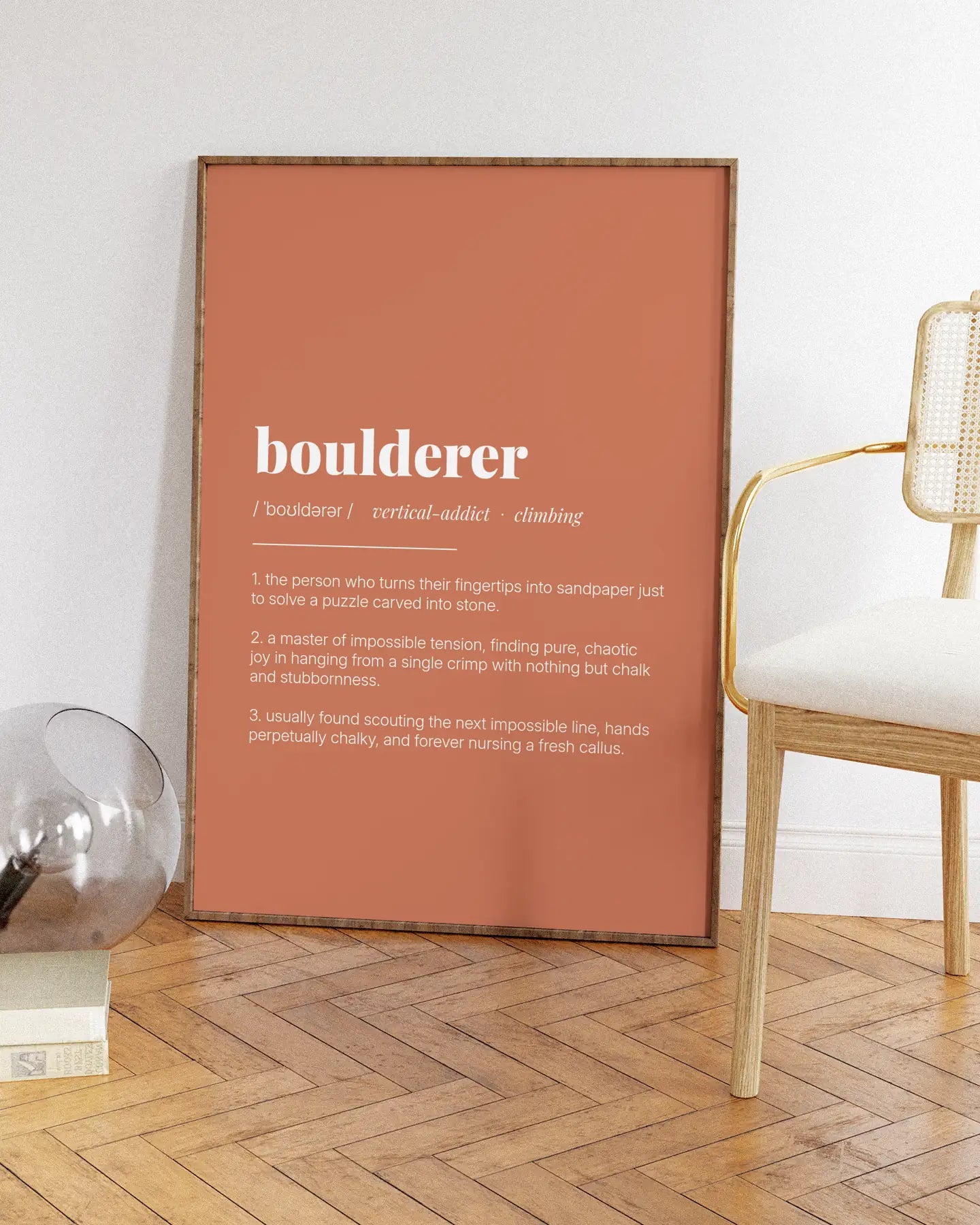 Definition Poster of Boulderer on Terracotta background