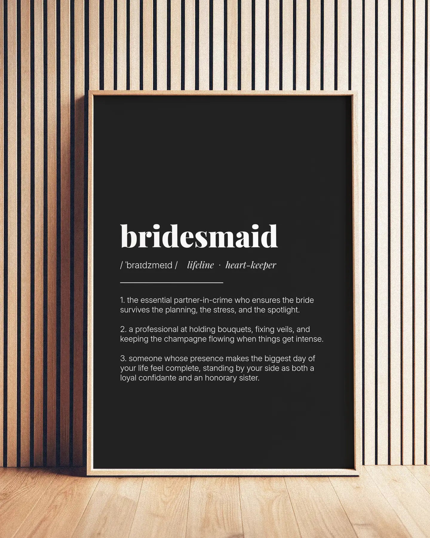 Definition Poster of Bridesmaid on Midnight Ink background