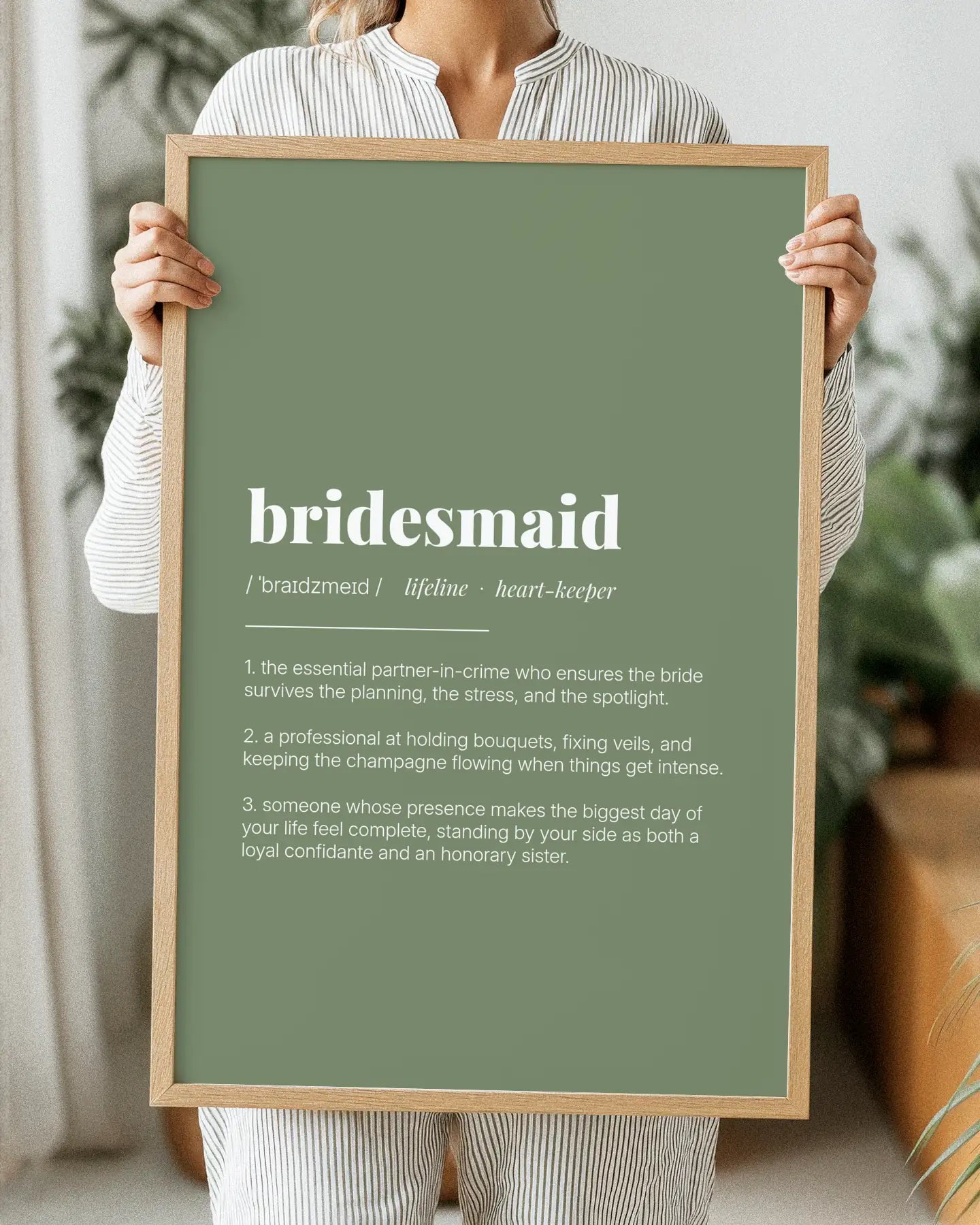 Definition Poster of Bridesmaid on Sage Green background