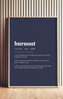 Definition Poster of Burnout on Deep Navy background