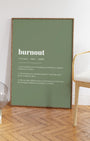 Definition Poster of Burnout on Sage Green background