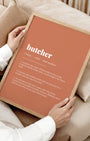 Definition Poster of Butcher on Terracotta background