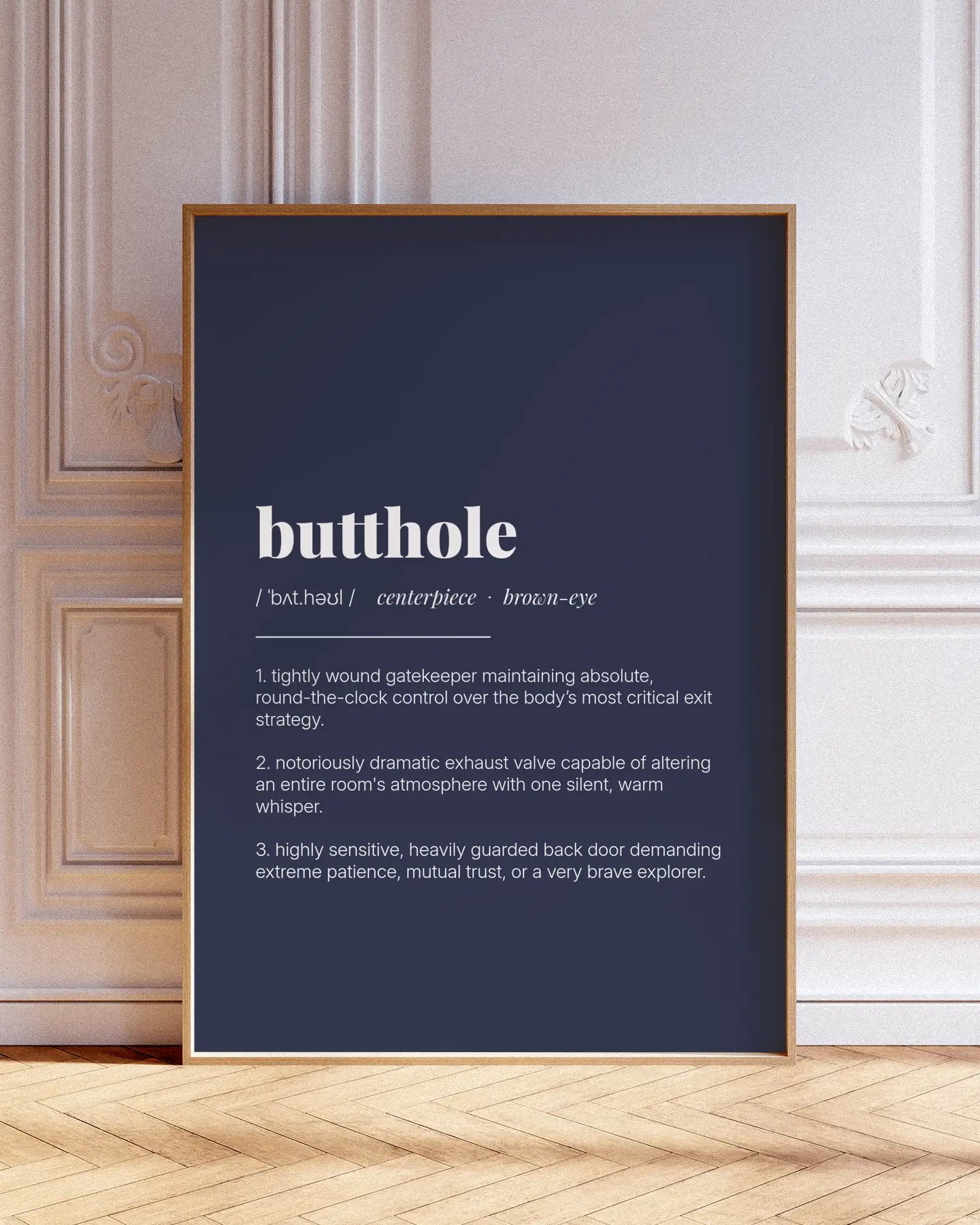 Definition Poster of Butthole on Deep Navy background