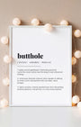 Definition Poster of Butthole on Gallery White background