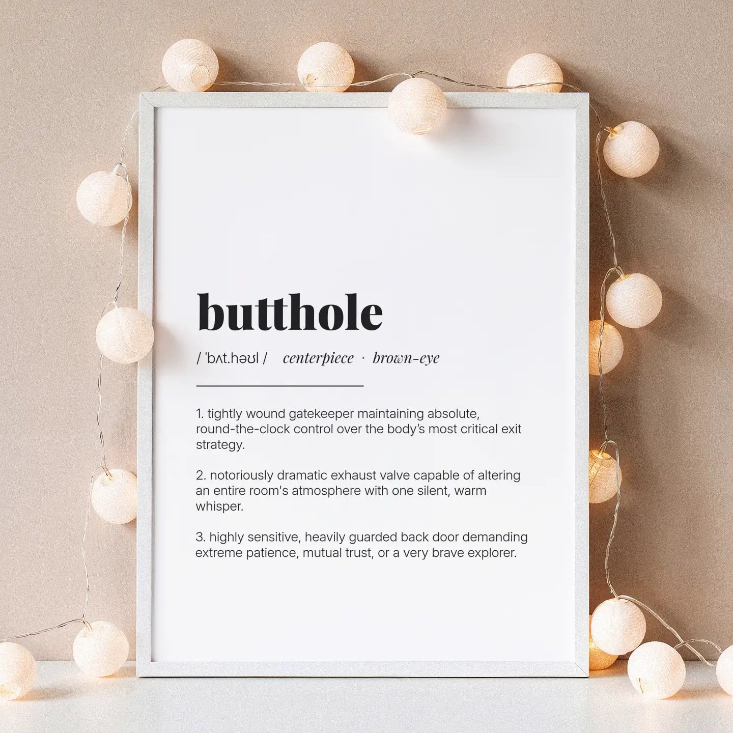 Definition Poster of Butthole on Gallery White background