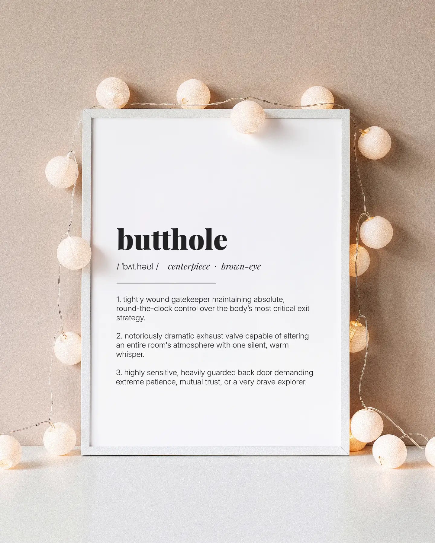 Definition Poster of Butthole on Gallery White background