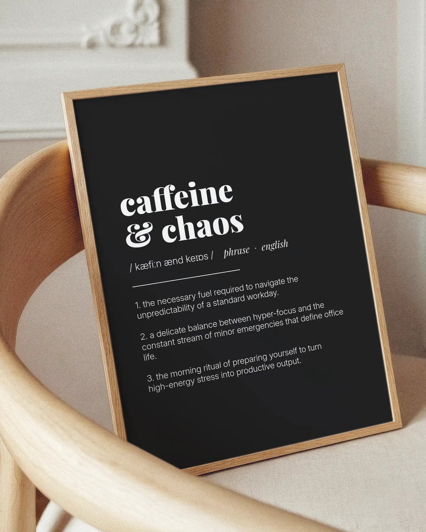Definition Poster of Caffeine<br />& Chaos on Midnight Ink background