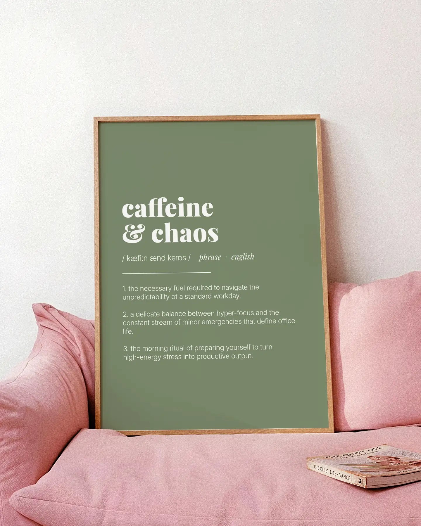 Definition Poster of Caffeine<br />& Chaos on Sage Green background