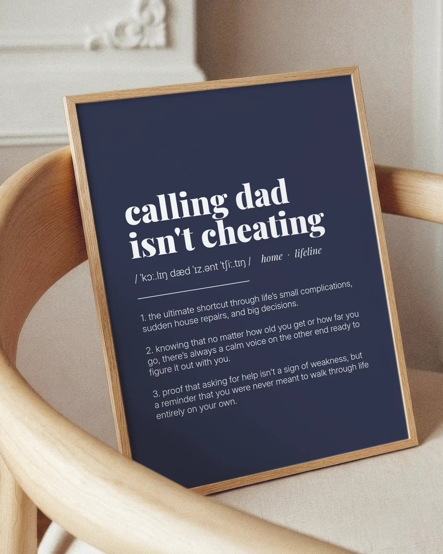 Definition Poster of Calling Dad<br />Isn't Cheating on Deep Navy background
