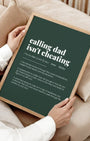 Definition Poster of Calling Dad<br />Isn't Cheating on Emerald background
