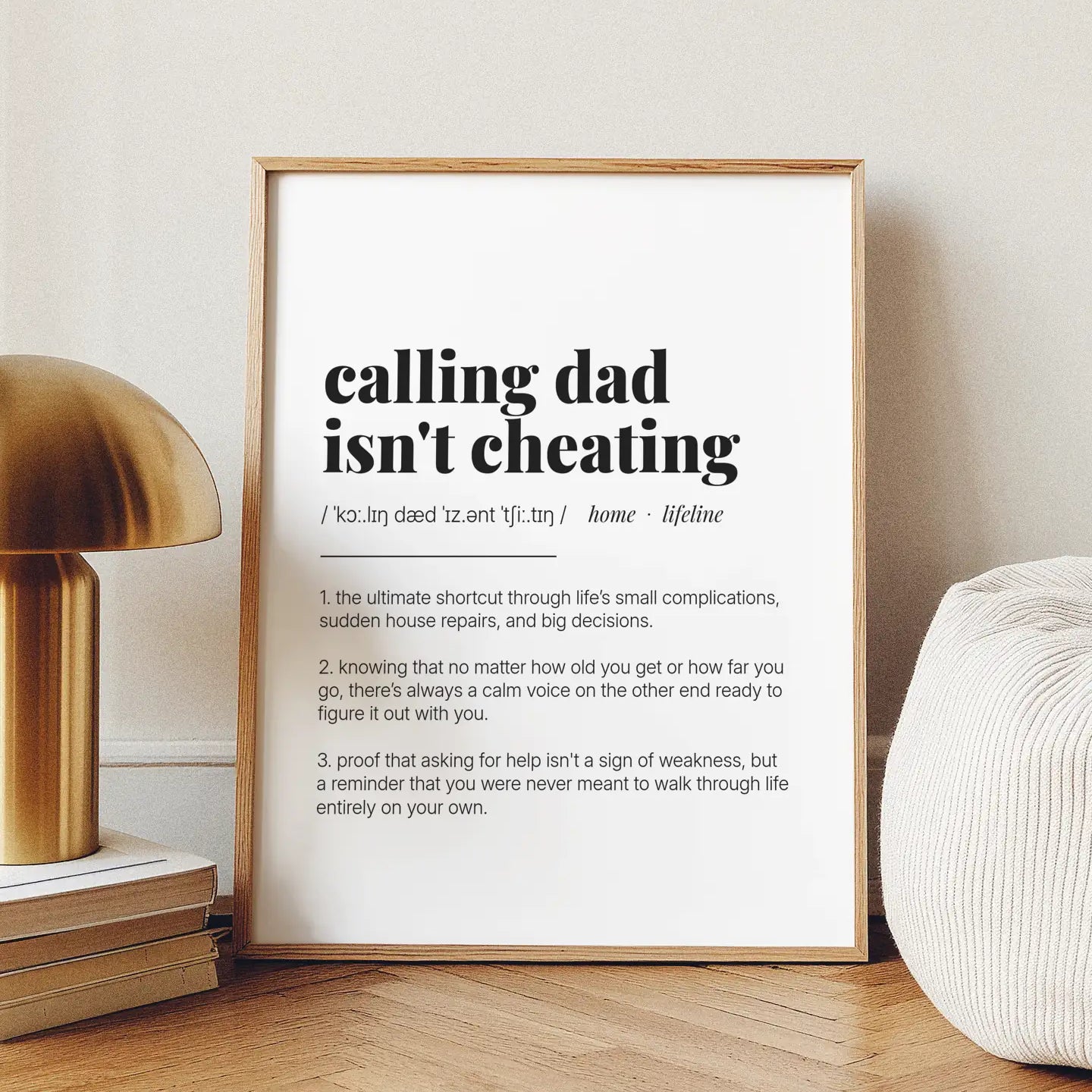 Definition Poster of Calling Dad<br />Isn't Cheating on Gallery White background