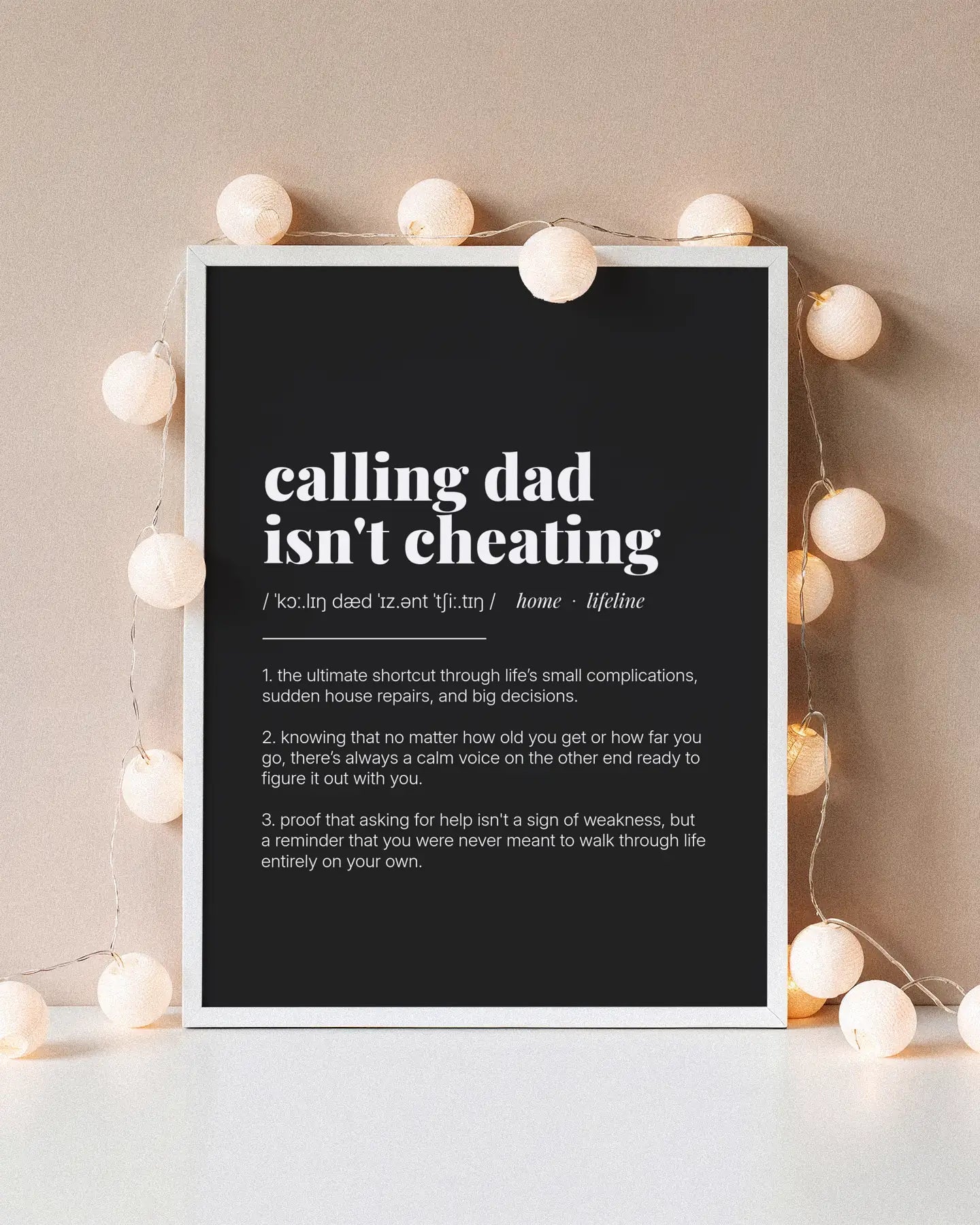 Definition Poster of Calling Dad<br />Isn't Cheating on Midnight Ink background