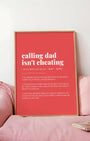 Definition Poster of Calling Dad<br />Isn't Cheating on Strawberry background