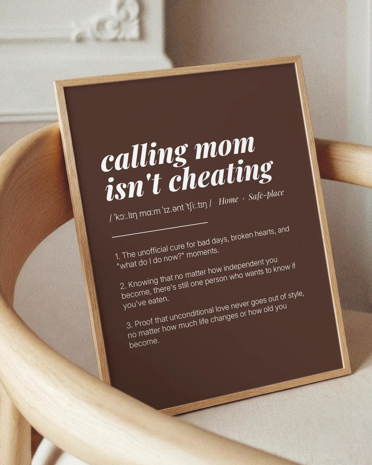 Definition Poster of Calling Mom<br />Isn't Cheating on Espresso background