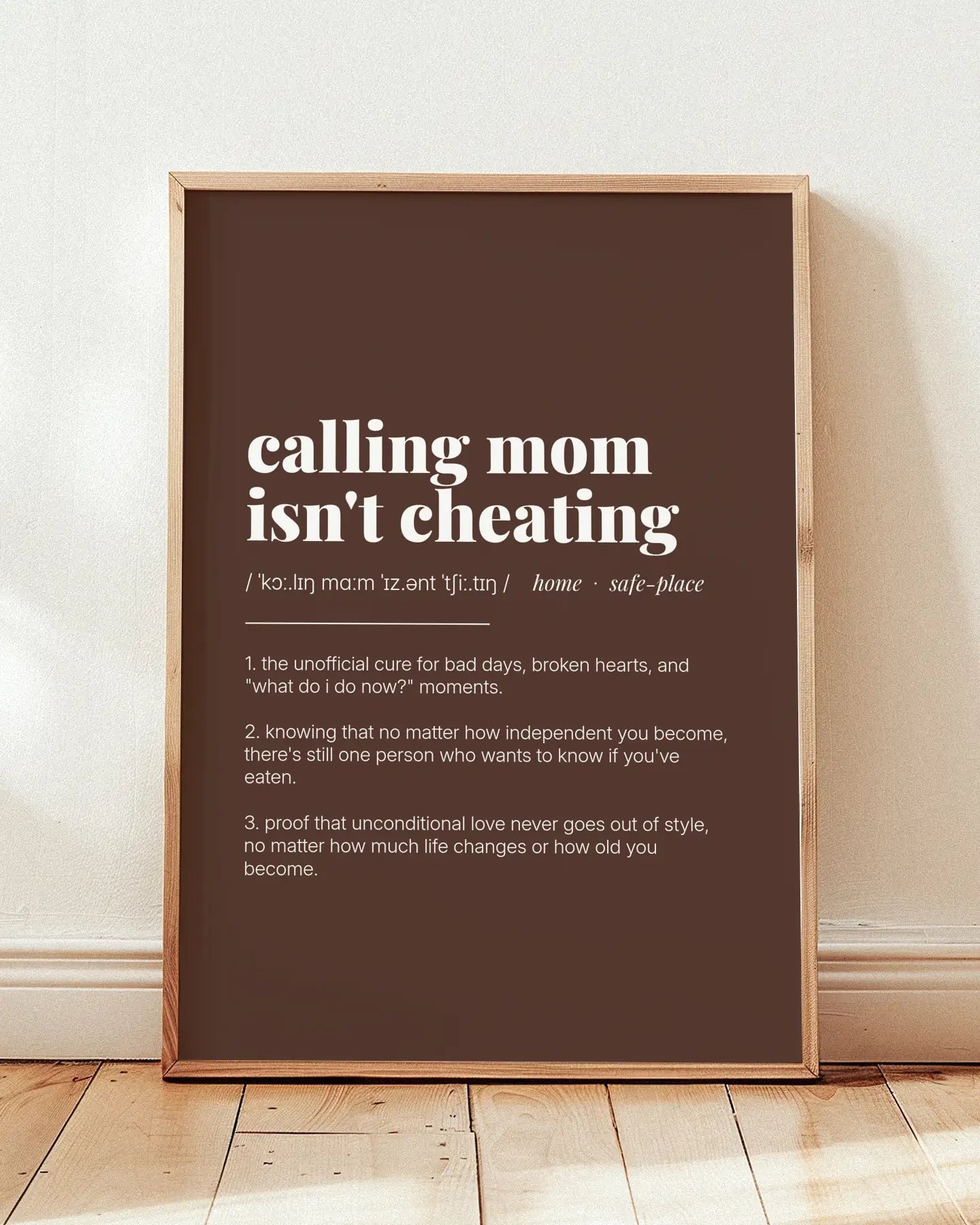 Definition Poster of Calling Mom<br />Isn't Cheating on Espresso background
