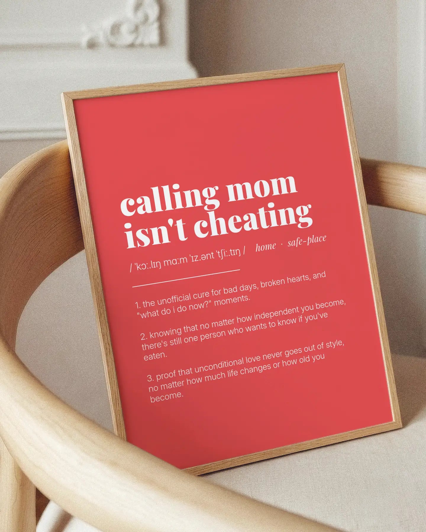 Definition Poster of Calling Mom<br />Isn't Cheating on Strawberry background