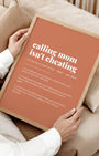 Definition Poster of Calling Mom<br />Isn't Cheating on Terracotta background
