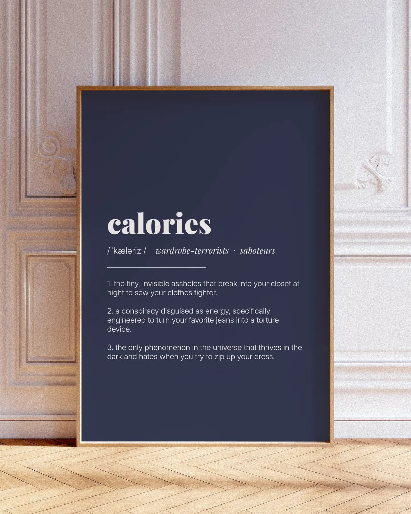 Definition Poster of Calories on Deep Navy background