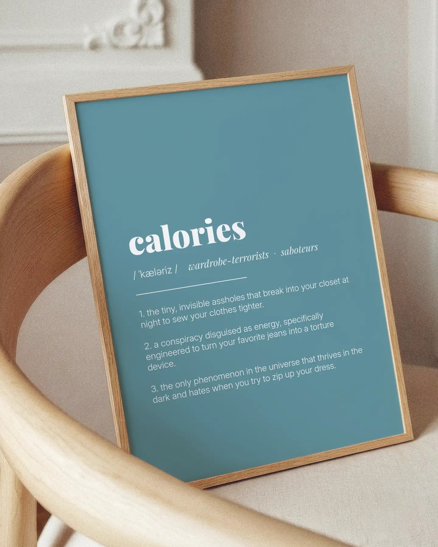 Definition Poster of Calories on Sea Glass background