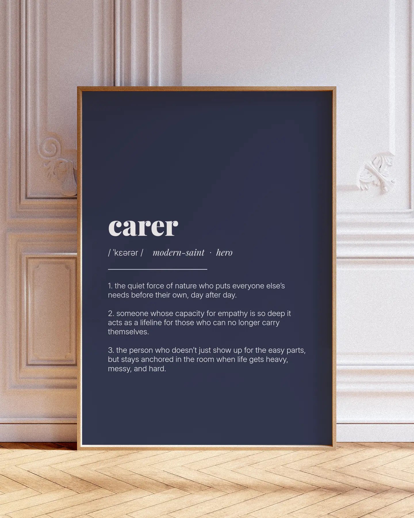 Definition Poster of Carer on Deep Navy background