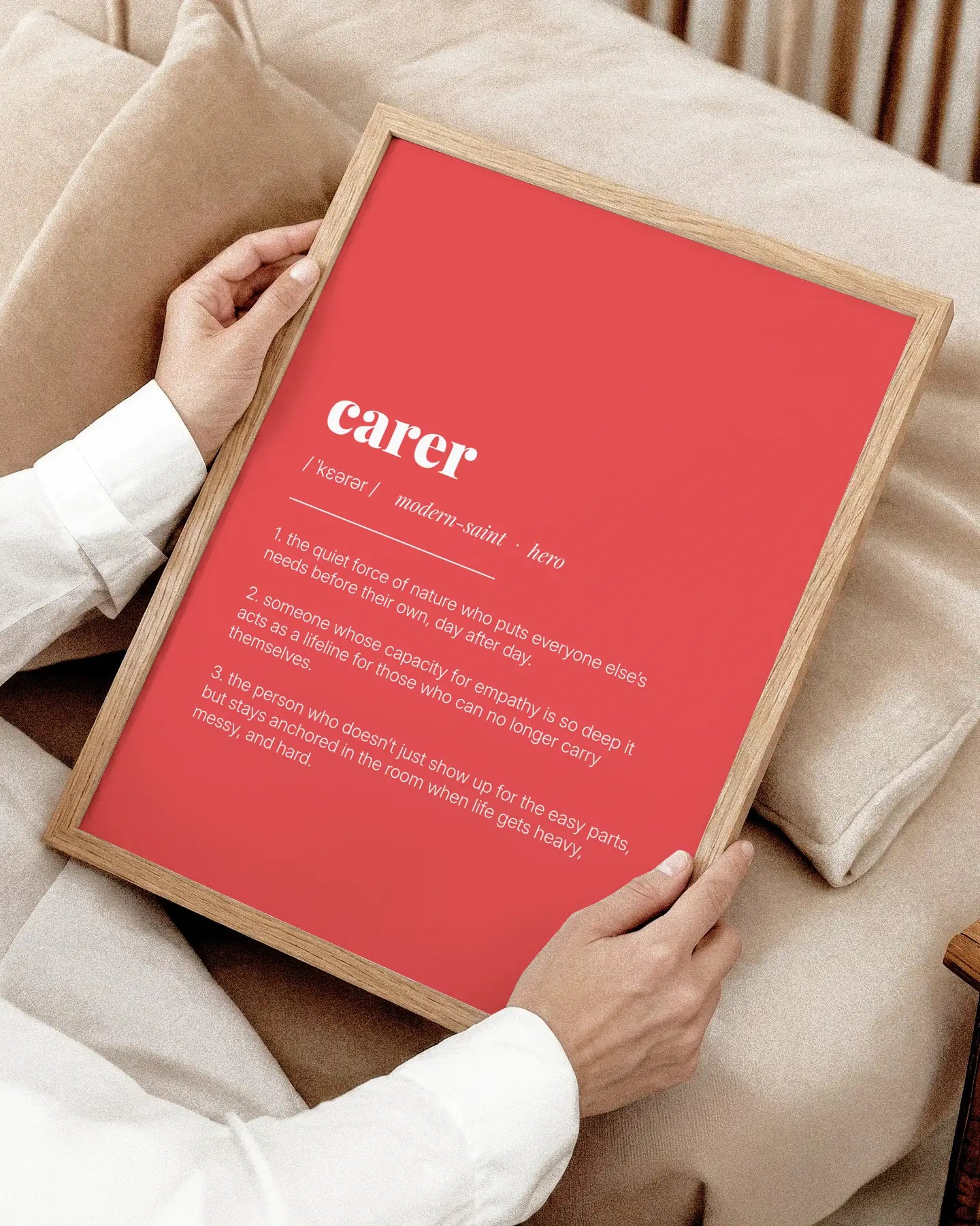 Definition Poster of Carer on Strawberry background