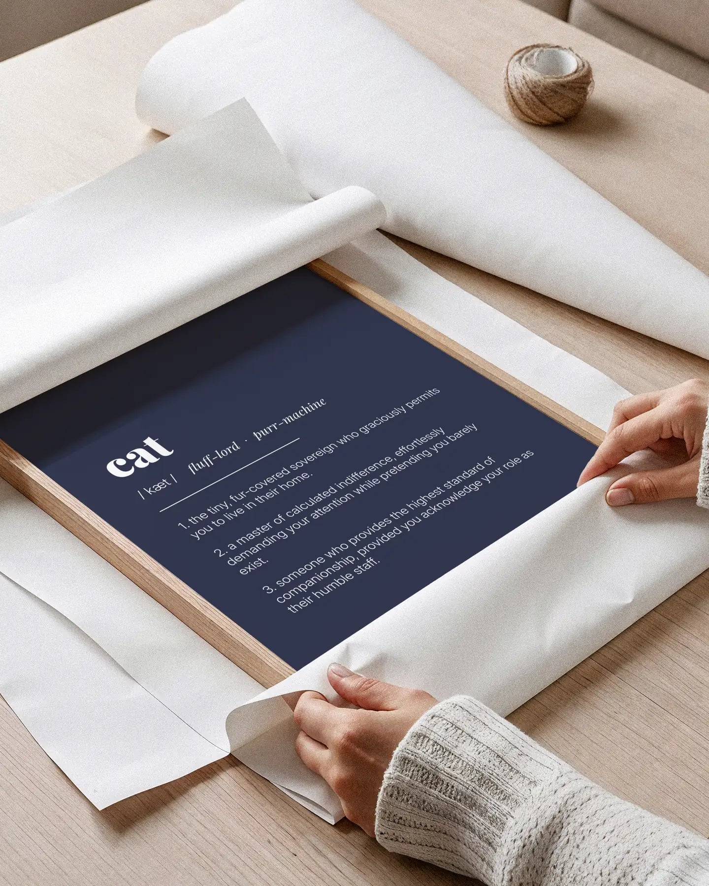 Definition Poster of Cat on Deep Navy background